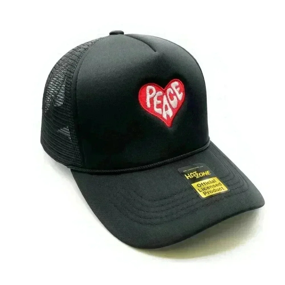 Peace and Love Mesh Trucker Snapback (Black)